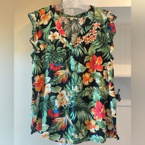 Christian Siriano Ruffled Wrap Blouse in Black and Green